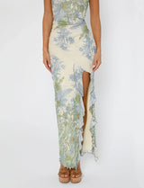 Cadrienne Maxi Dress | Strapless Floral Bodycon Maxi Dress with Side Slit for Women