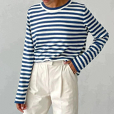 Emma T-Shirt | Elegant Striped Long Sleeve Top