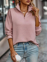 Elizabeth Jumper | Casual Zip-Up Jumper with Ribbed Detail