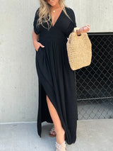 Dazira Dress | V-Neck Maxi Dress with Flowy Fit and Lightweight Summer Fabric
