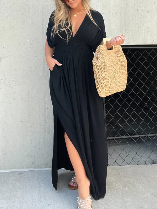 Dazira Dress | V-Neck Maxi Dress with Flowy Fit and Lightweight Summer Fabric