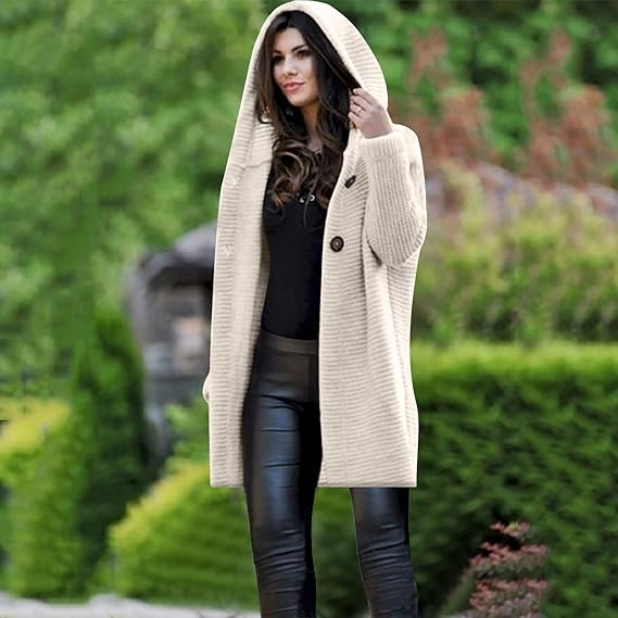 Helga Cardigan | Longline Hooded Knitted Cardigan