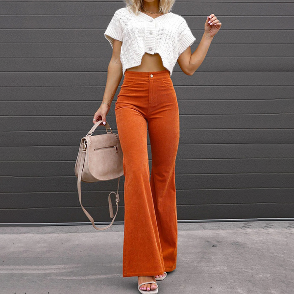 Bronte Pants | High-Waisted Flared Pants for Women in Eco Corduroy Fabric