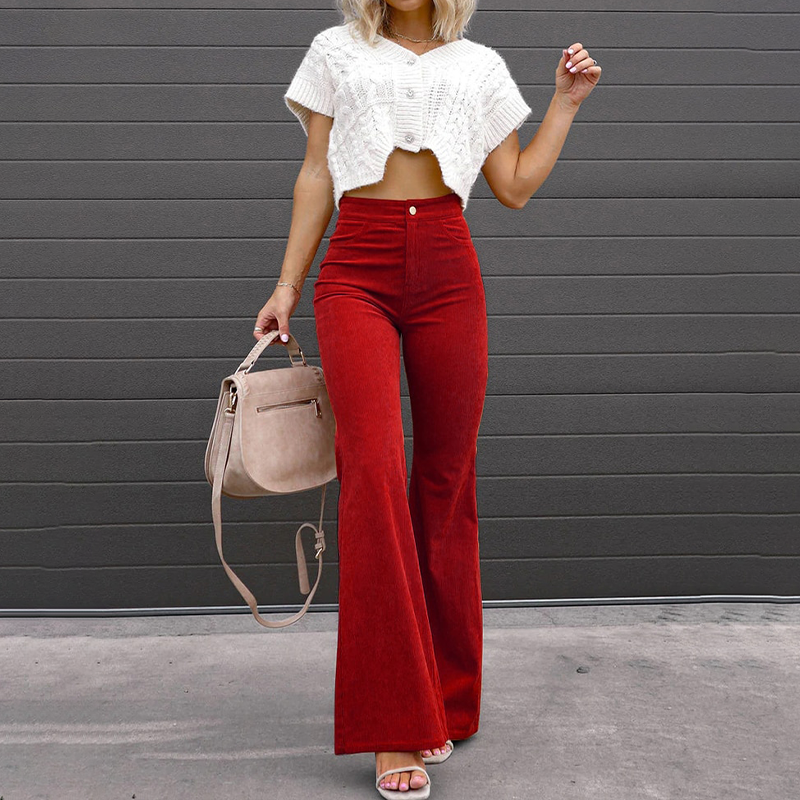 Bronte Pants | High-Waisted Flared Pants for Women in Eco Corduroy Fabric