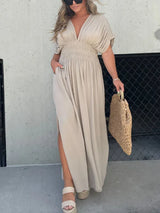 Dazira Dress | V-Neck Maxi Dress with Flowy Fit and Lightweight Summer Fabric