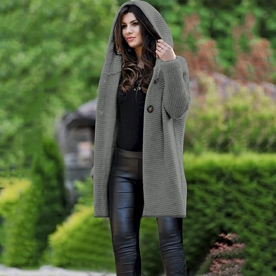 Helga Cardigan | Longline Hooded Knitted Cardigan