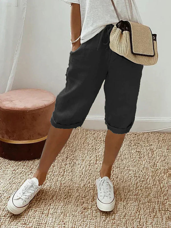 Fylara Shorts | Women’s Cotton-Linen Summer Shorts with Elastic Waist and Relaxed Lightweight Fit