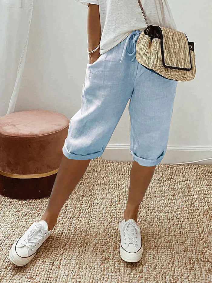 Fylara Shorts | Women’s Cotton-Linen Summer Shorts with Elastic Waist and Relaxed Lightweight Fit