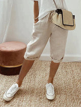 Fylara Shorts | Women’s Cotton-Linen Summer Shorts with Elastic Waist and Relaxed Lightweight Fit