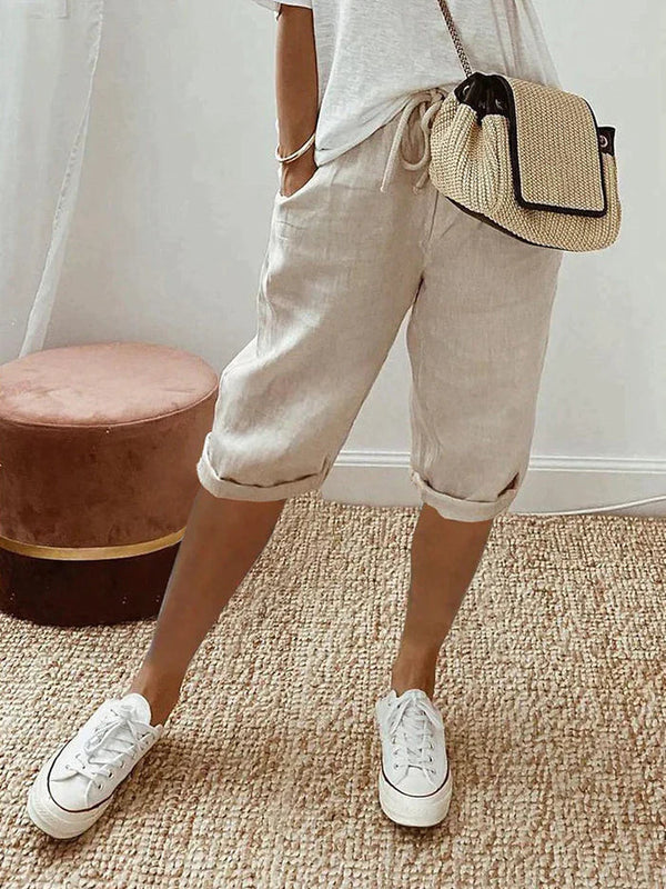 Fylara Shorts | Women’s Cotton-Linen Summer Shorts with Elastic Waist and Relaxed Lightweight Fit
