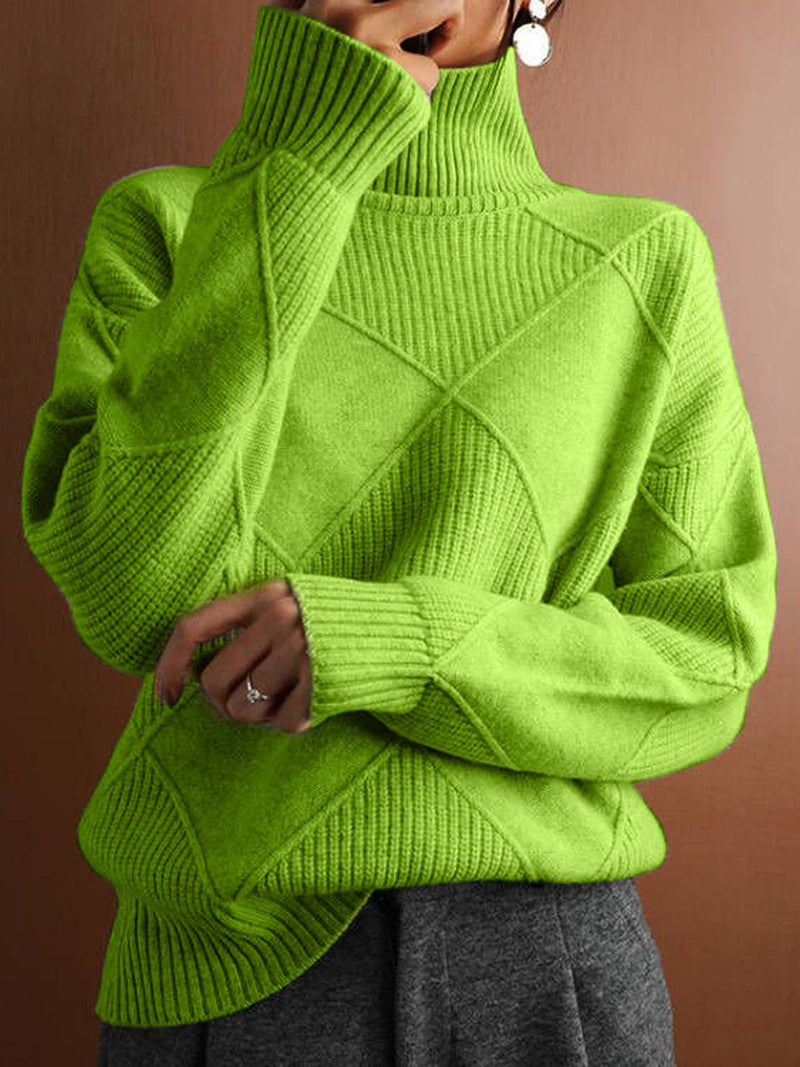 Ciara Jumper | High Neck Diamond Texture Knit Jumper