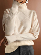 Ciara Jumper | High Neck Diamond Texture Knit Jumper
