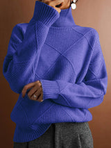 Ciara Jumper | High Neck Diamond Texture Knit Jumper