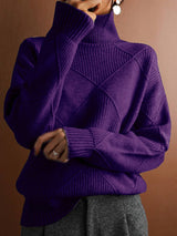 Ciara Jumper | High Neck Diamond Texture Knit Jumper