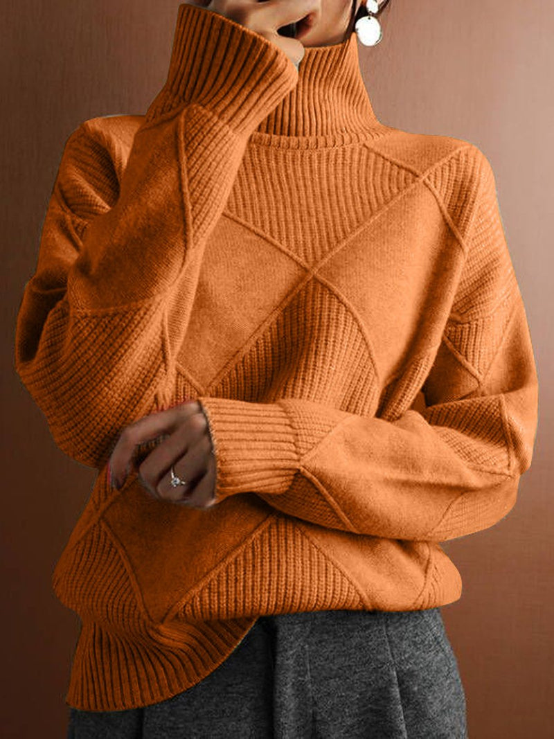 Ciara Jumper | High Neck Diamond Texture Knit Jumper