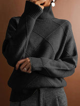 Ciara Jumper | High Neck Diamond Texture Knit Jumper