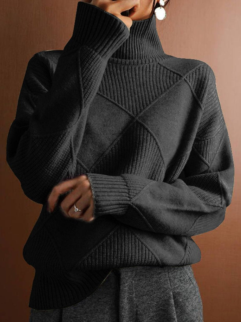 Ciara Jumper | High Neck Diamond Texture Knit Jumper