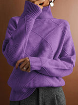 Ciara Jumper | High Neck Diamond Texture Knit Jumper