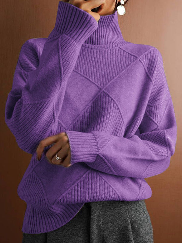 Ciara Jumper | High Neck Diamond Texture Knit Jumper