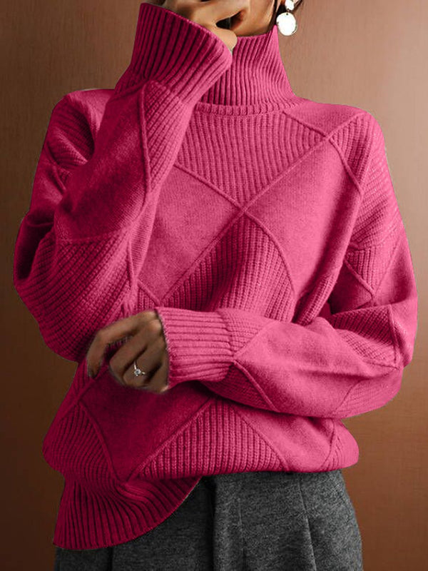Ciara Jumper | High Neck Diamond Texture Knit Jumper