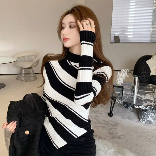 Porsha Jumper | Women's Chic Striped Asymmetrical Knit Jumper