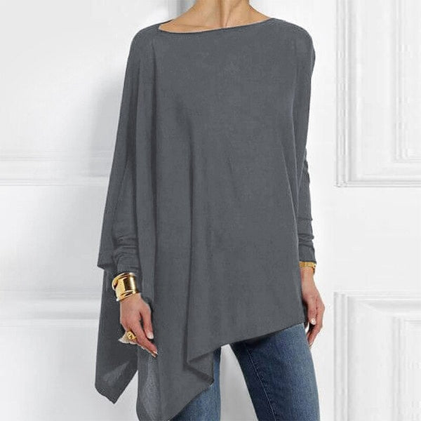 Meila Top | Asymmetric Black Long Sleeve Tunic