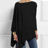 Meila Top | Asymmetric Black Long Sleeve Tunic