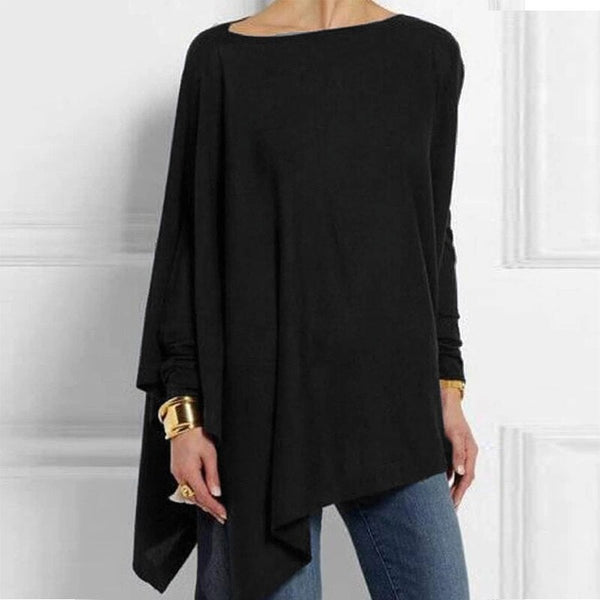 Meila Top | Asymmetric Black Long Sleeve Tunic