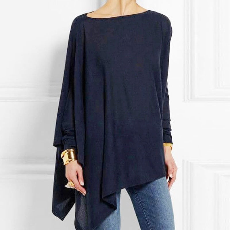 Meila Top | Asymmetric Black Long Sleeve Tunic